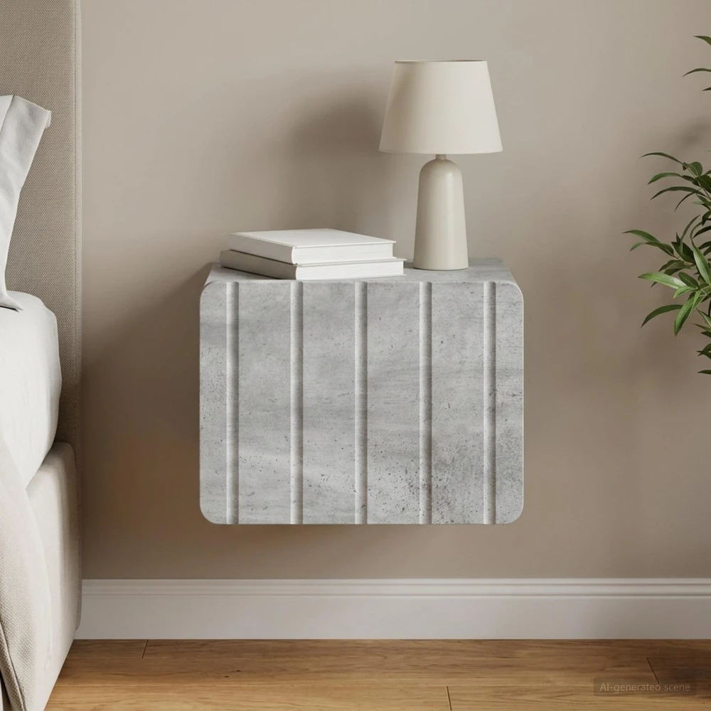 Sieninis naktinis staliukas Betono pilka 33 x 34,5 x 24 cm