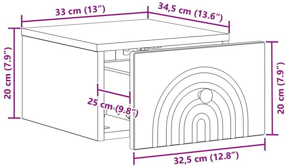 Sieninis naktinis staliukas Itin blizgi balta 33 x 34,5 x 20 cm