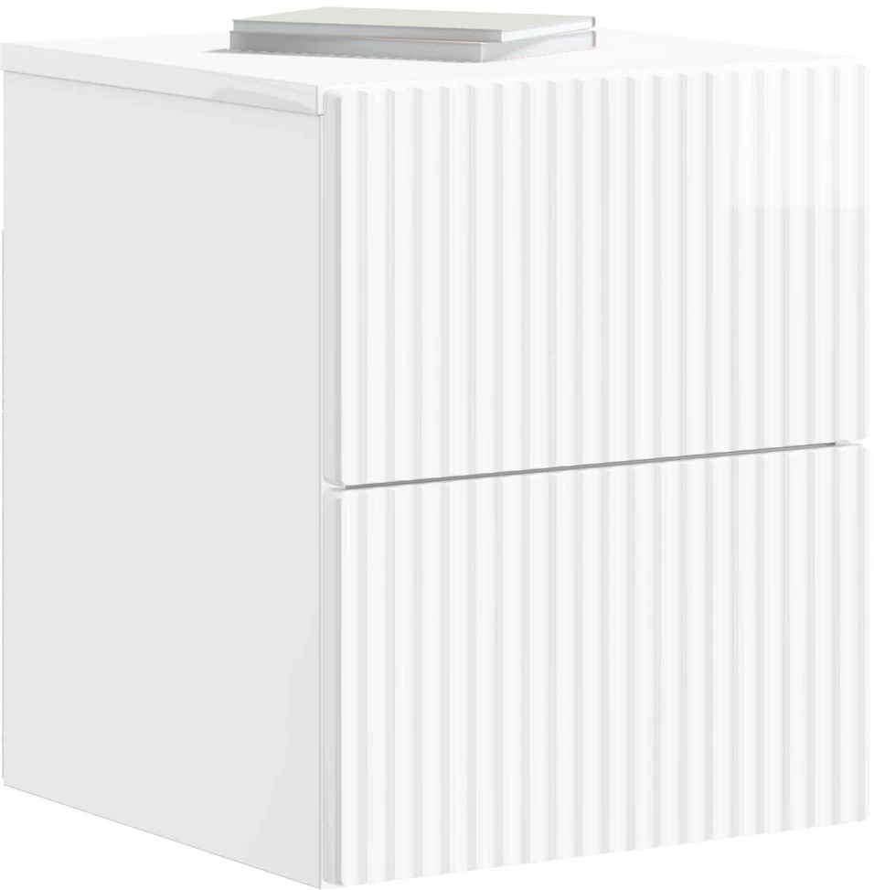 Sieninis naktinis staliukas Itin blizgi balta 33 x 34,5 x 40 cm