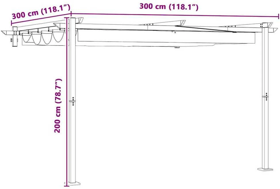 Pavėsinė 300 x 300 x 200 cm Antracito Poliesteris