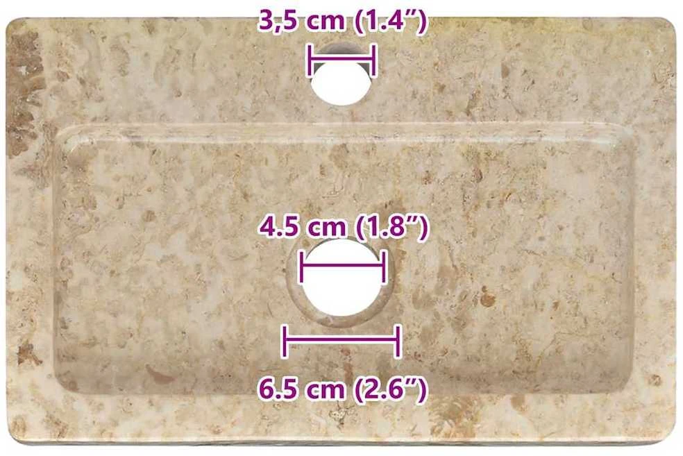 Sieninis praustuvas, kreminis, 38x24x6,5cm, marmuras