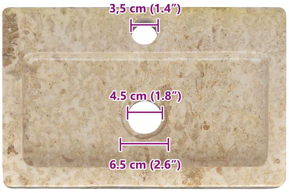 Sieninis praustuvas, kreminis, 38x24x6,5cm, marmuras
