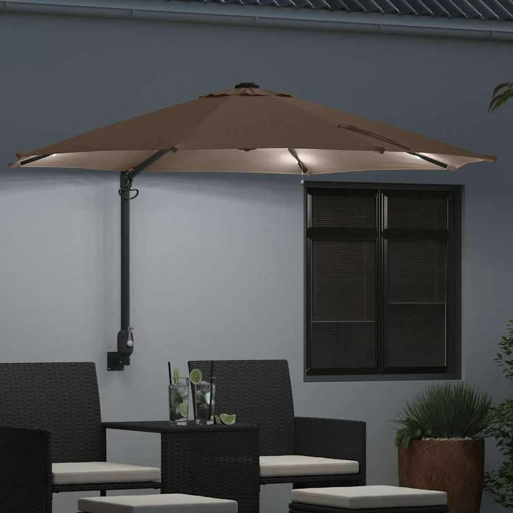 Sodo skėtis 248 x 248 x 148 cm Poliesteris ir plienas Tortora