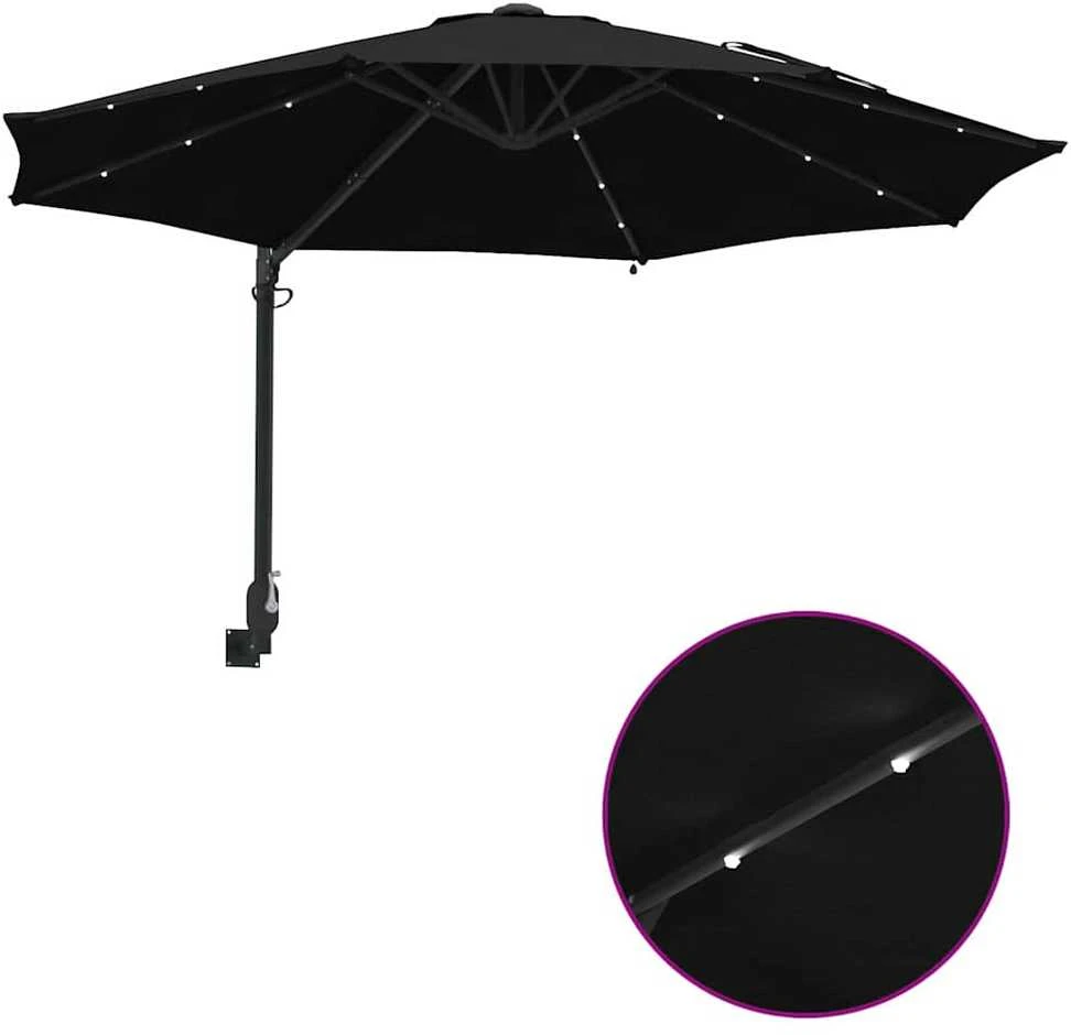Sodo skėtis 248 x 248 x 148 cm Poliesteris ir plienas Juoda