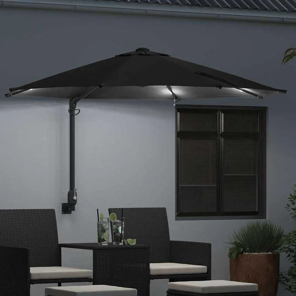 Sodo skėtis 248 x 248 x 148 cm Poliesteris ir plienas Juoda