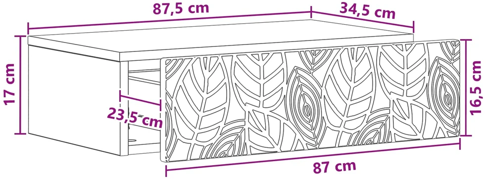 Sieninis šoninis staliukas 87,5 x 34,5 x 17 cm Apdirbta mediena