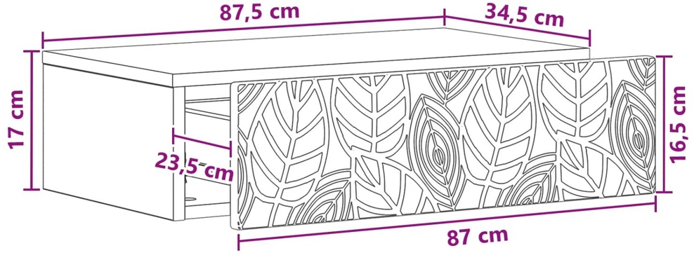Sieninis šoninis staliukas 87,5 x 34,5 x 17 cm Apdirbta mediena