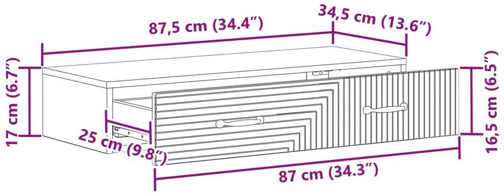 Sieninis šoninis staliukas 87,5 x 34,5 x 17 cm Apdirbta mediena