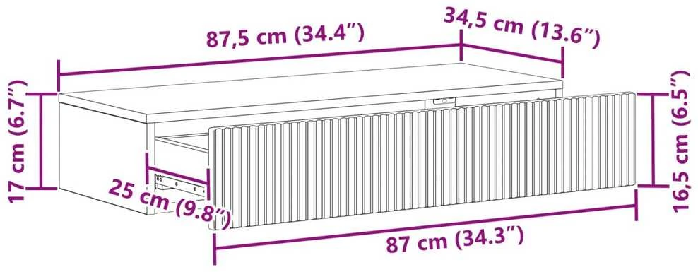 Sieninis šoninis staliukas 87,5 x 34,5 x 17 cm Apdirbta mediena