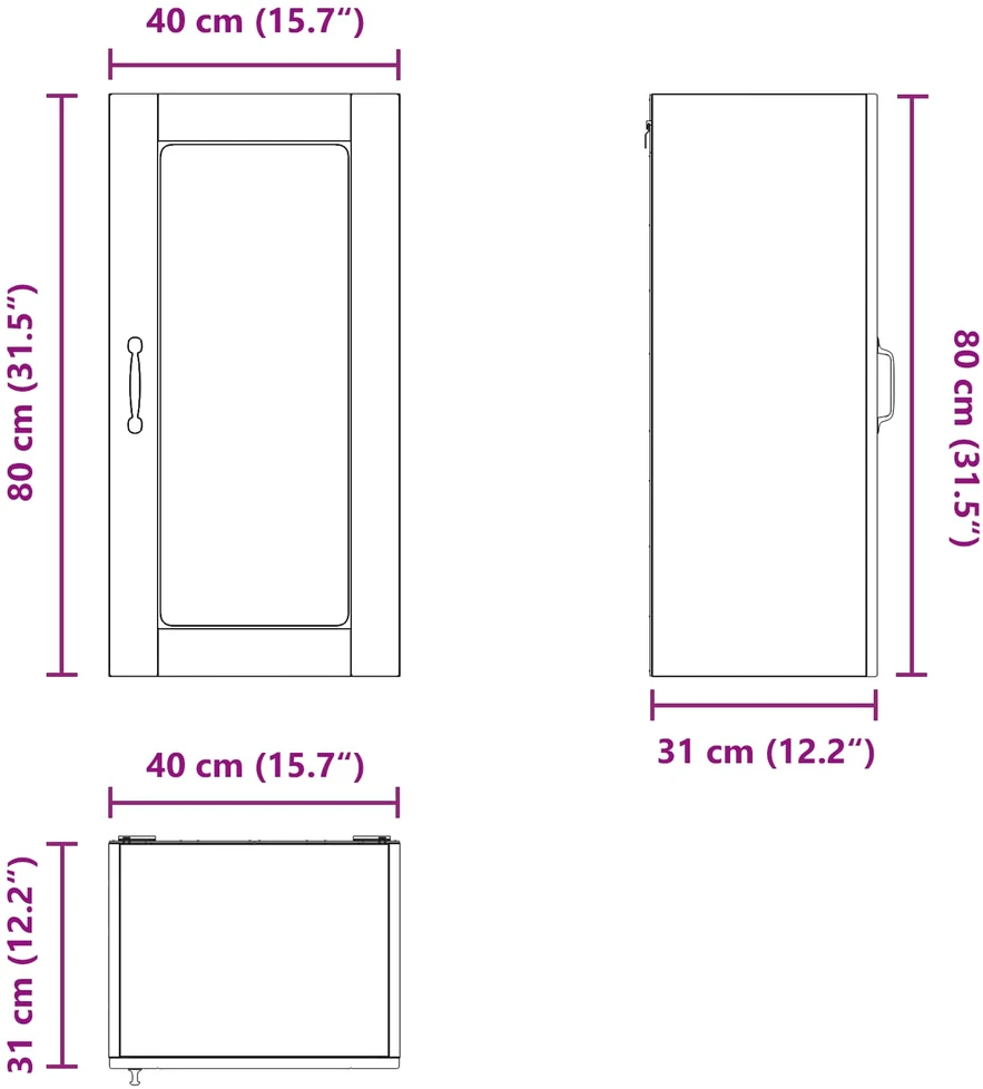 Sieninis stiklinis kabinetas LUCCA Balta 40 x 31 x 80 cm