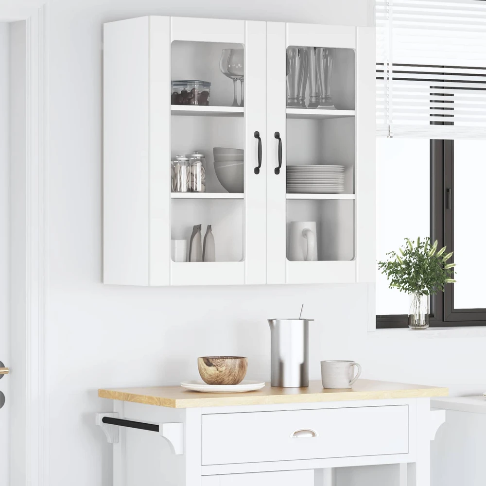 Sieninis stiklinis kabinetas LUCCA Balta 80 x 31 x 80 cm