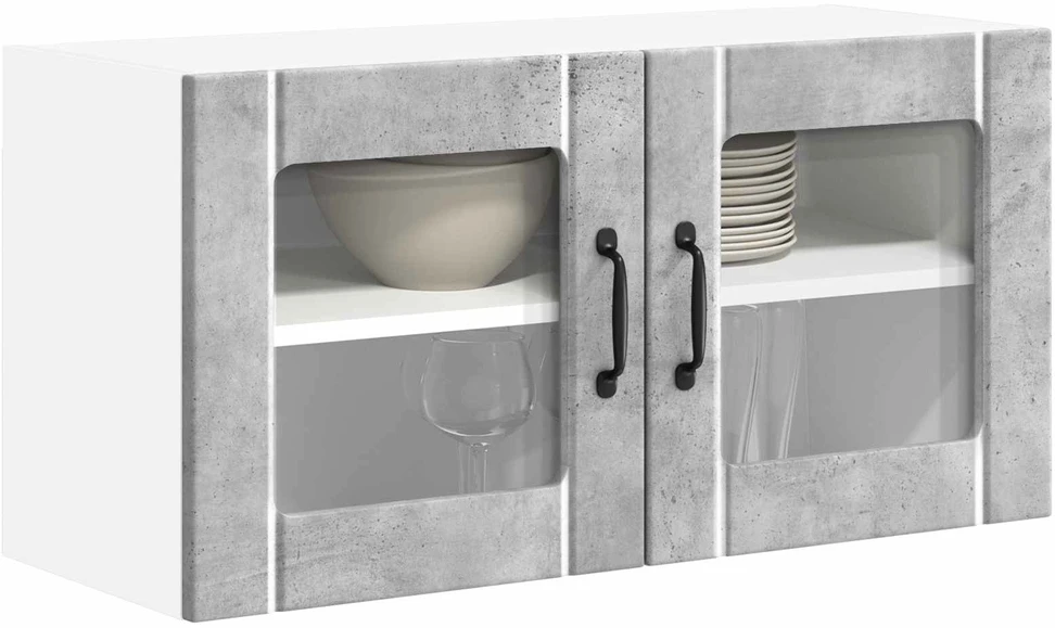 Sieninis stiklinis kabinetas LUCCA Betono pilka 80 x 31 x 40 cm