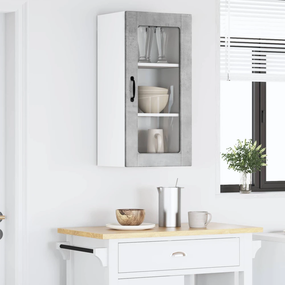 Sieninis stiklinis kabinetas LUCCA Betono pilka 40 x 31 x 80 cm