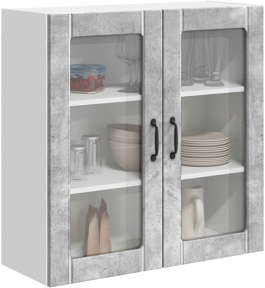 Sieninis stiklinis kabinetas LUCCA Betono pilka 80 x 31 x 80 cm