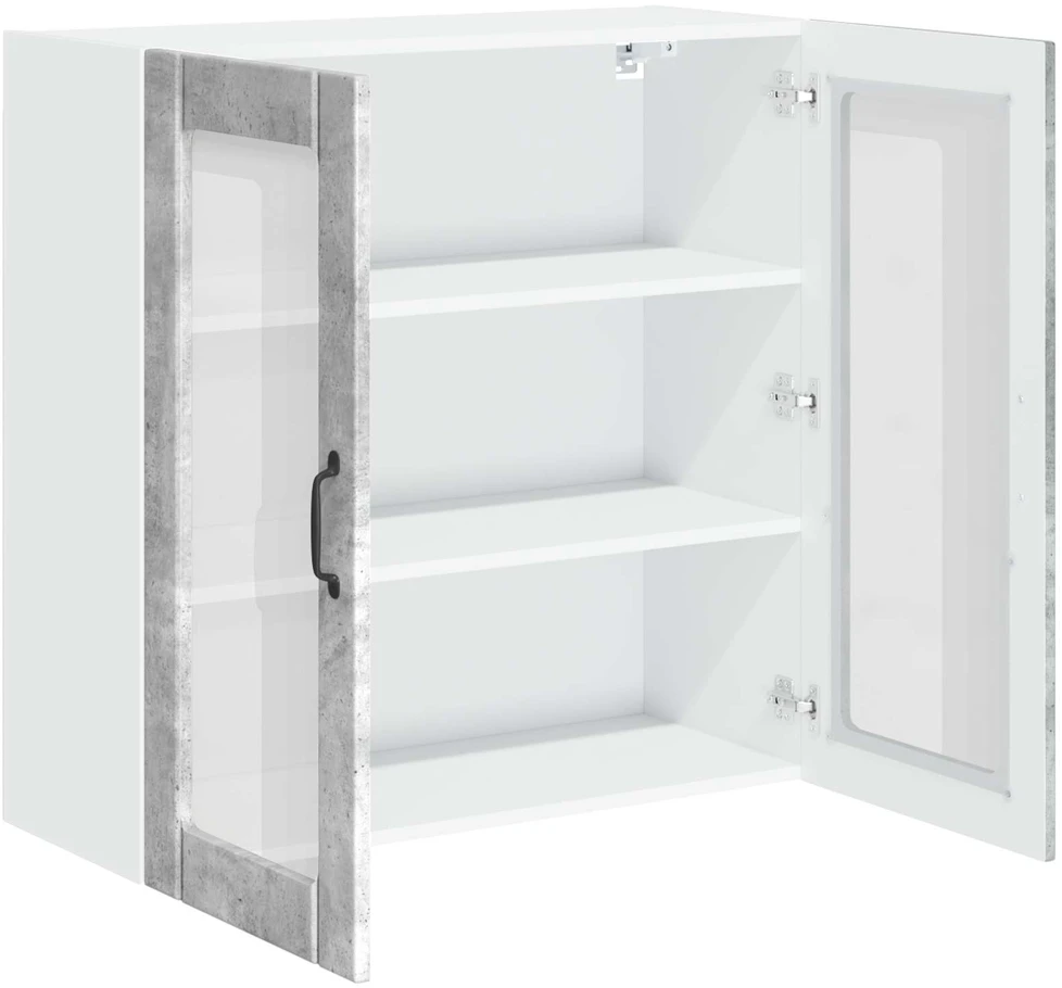 Sieninis stiklinis kabinetas LUCCA Betono pilka 80 x 31 x 80 cm