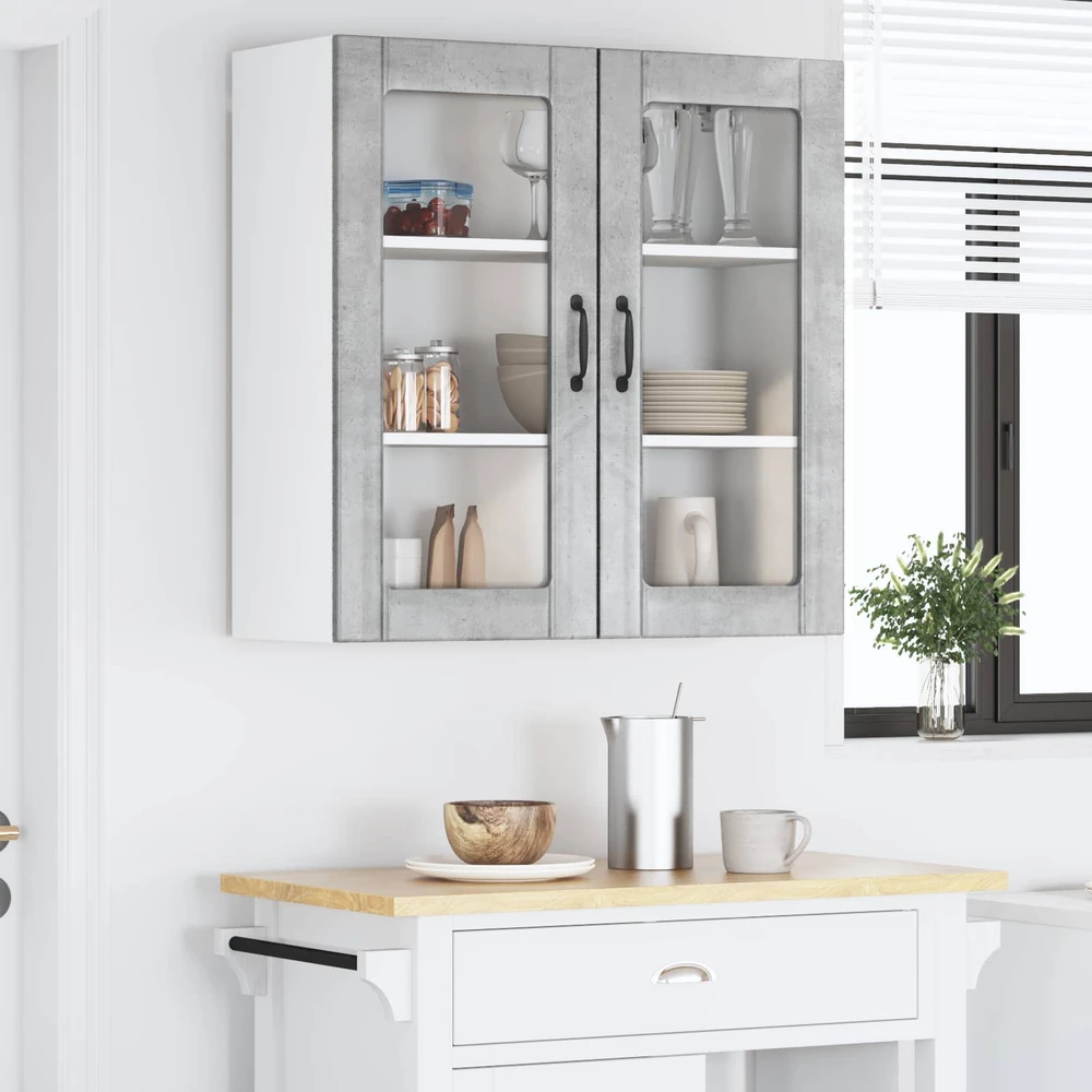 Sieninis stiklinis kabinetas LUCCA Betono pilka 80 x 31 x 80 cm