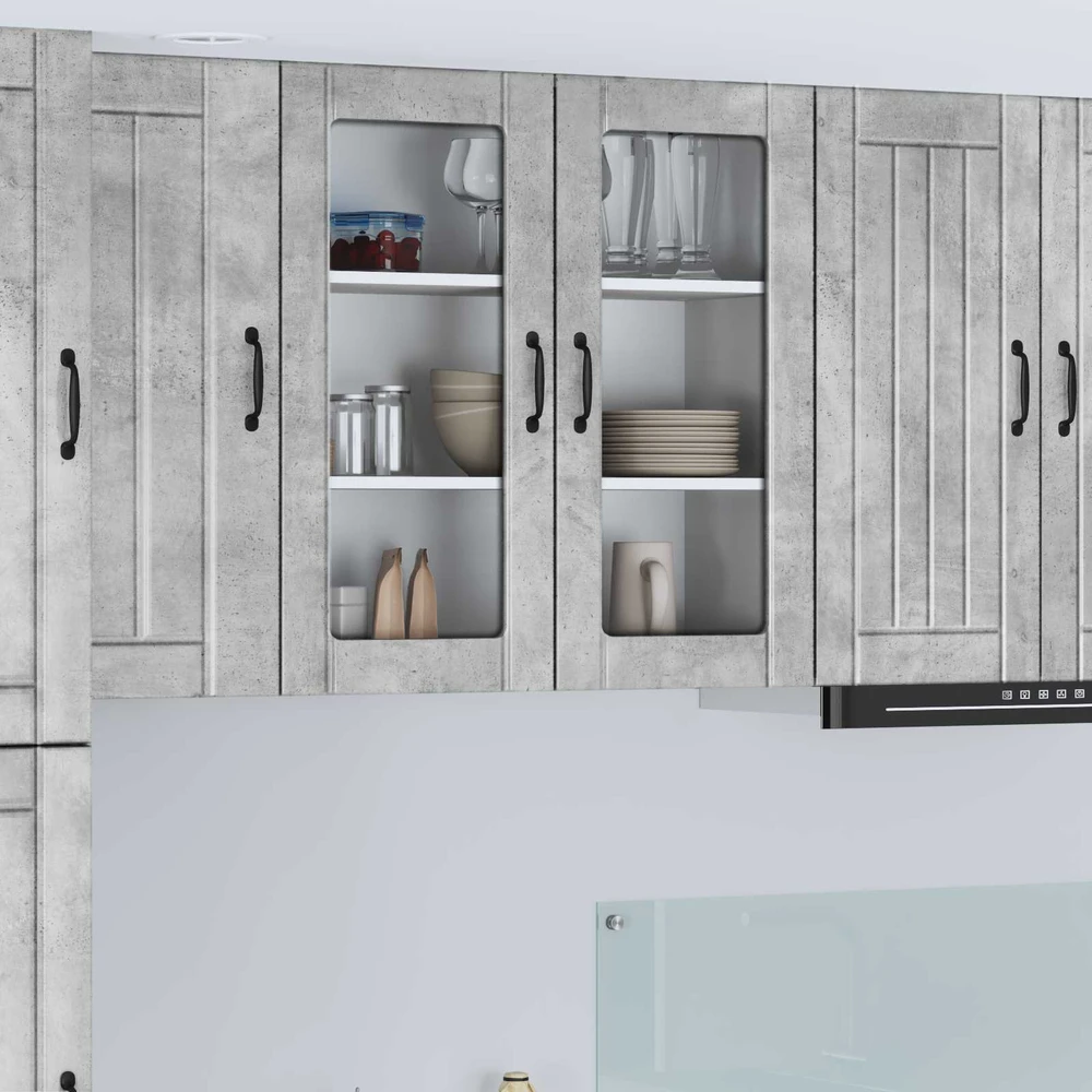 Sieninis stiklinis kabinetas LUCCA Betono pilka 80 x 31 x 80 cm