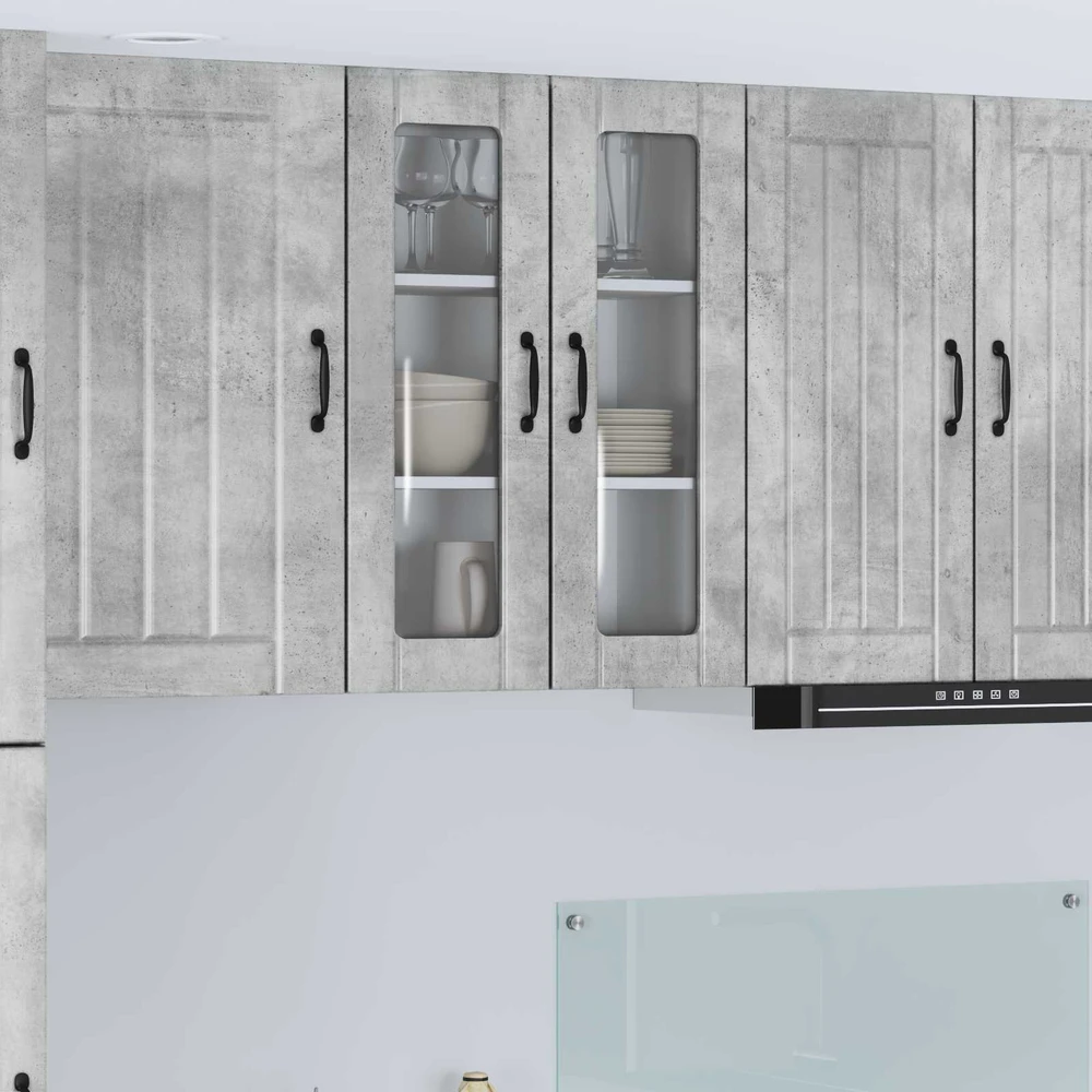 Sieninis stiklinis kabinetas LUCCA Betono pilka 60 x 31 x 80 cm
