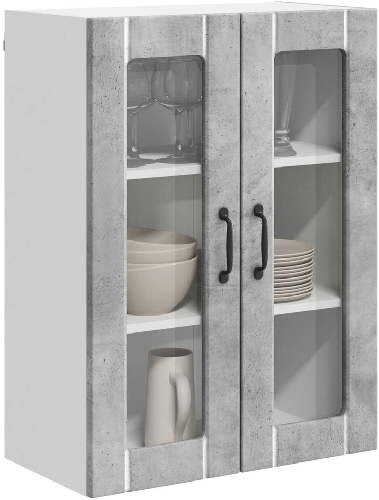 Sieninis stiklinis kabinetas LUCCA Betono pilka 60 x 31 x 80 cm