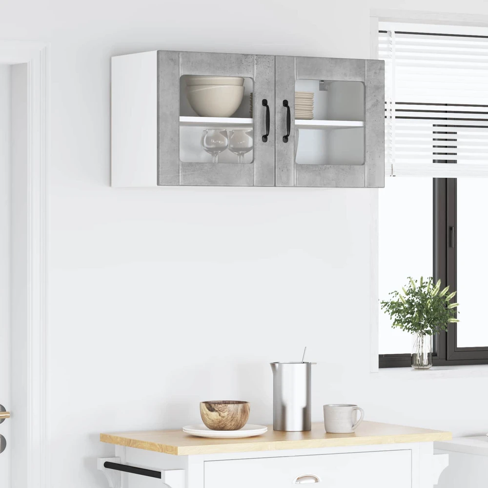 Sieninis stiklinis kabinetas LUCCA Betono pilka 80 x 31 x 40 cm