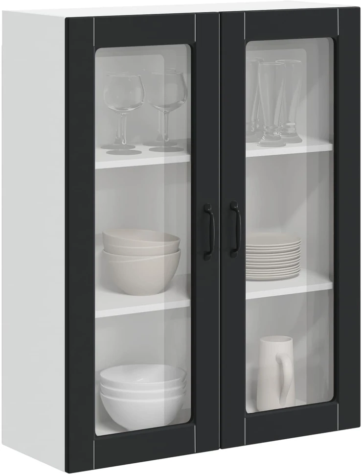 Sieninis stiklinis kabinetas LUCCA Juoda 80 x 31 x 100 cm