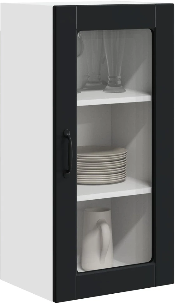 Sieninis stiklinis kabinetas LUCCA Juoda 40 x 31 x 80 cm