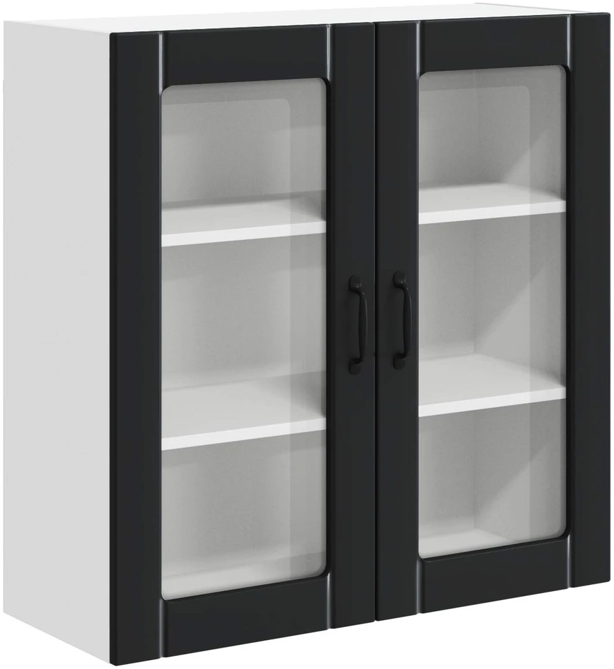 Sieninis stiklinis kabinetas LUCCA Juoda 80 x 31 x 80 cm