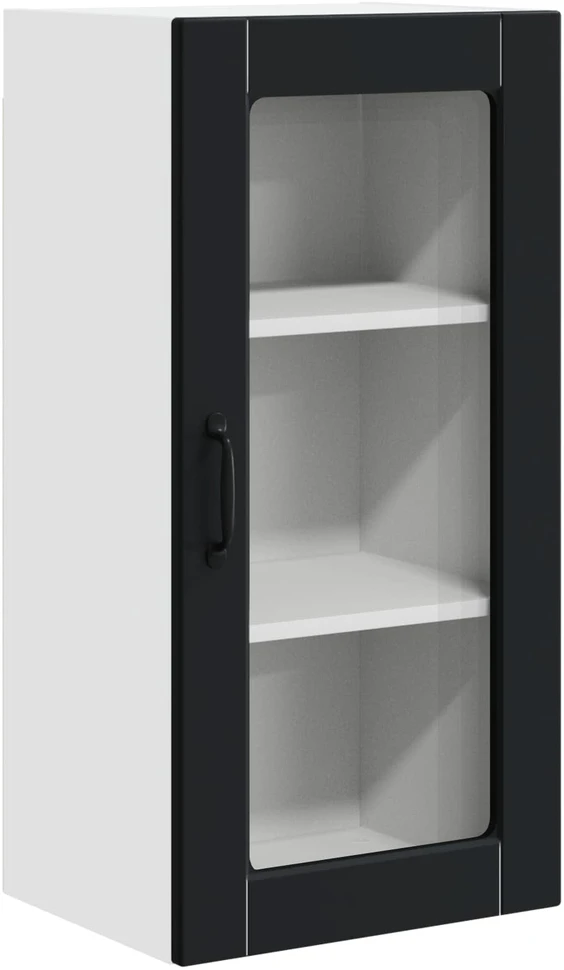 Sieninis stiklinis kabinetas LUCCA Juoda 40 x 31 x 80 cm