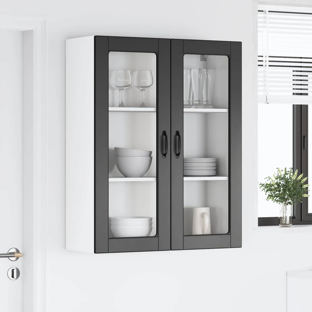 Sieninis stiklinis kabinetas LUCCA Juoda 80 x 31 x 100 cm