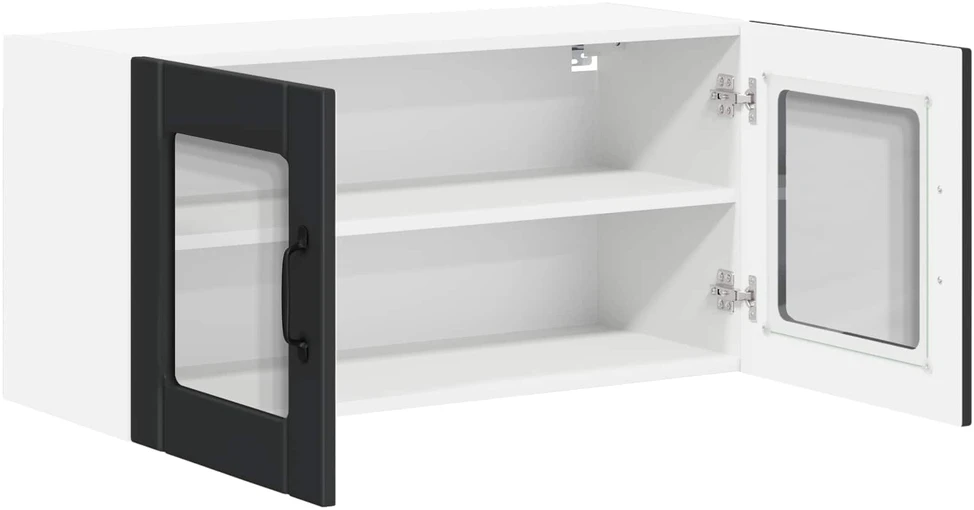 Sieninis stiklinis kabinetas LUCCA Juoda 80 x 31 x 40 cm