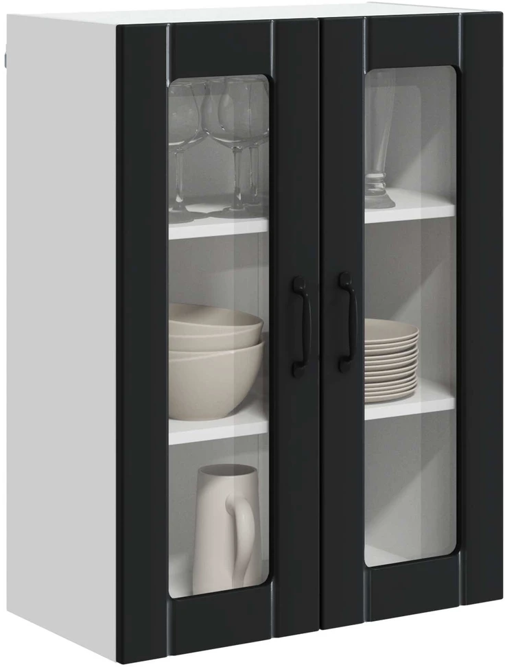 Sieninis stiklinis kabinetas LUCCA Juoda 60 x 31 x 80 cm
