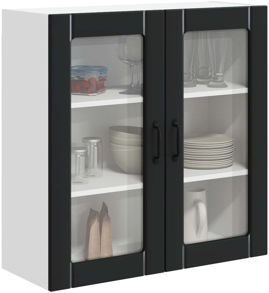 Sieninis stiklinis kabinetas LUCCA Juoda 80 x 31 x 80 cm