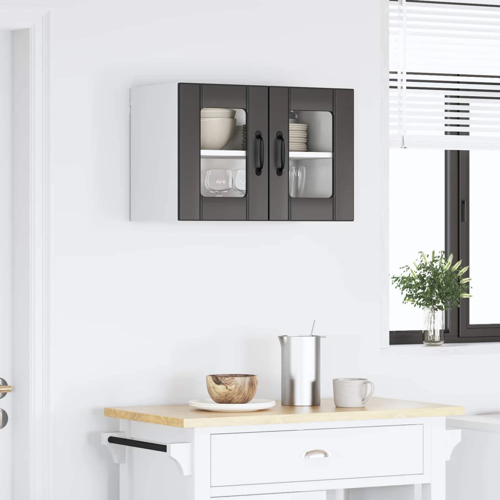 Sieninis stiklinis kabinetas LUCCA Juoda 60 x 31 x 40 cm
