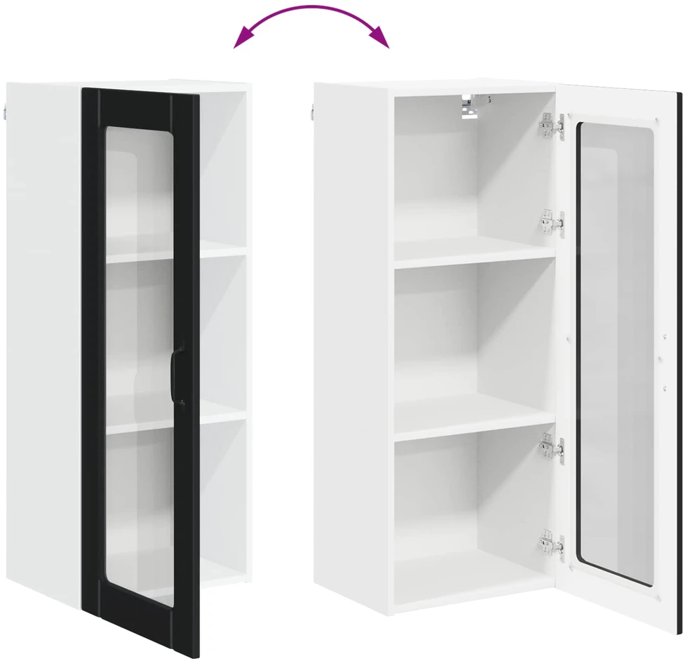 Sieninis stiklinis kabinetas LUCCA Juoda 40 x 31 x 100 cm