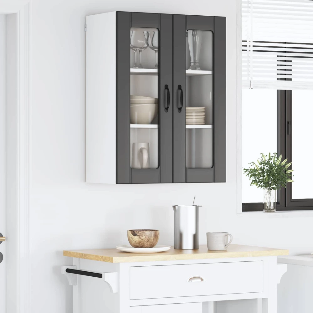 Sieninis stiklinis kabinetas LUCCA Juoda 60 x 31 x 80 cm