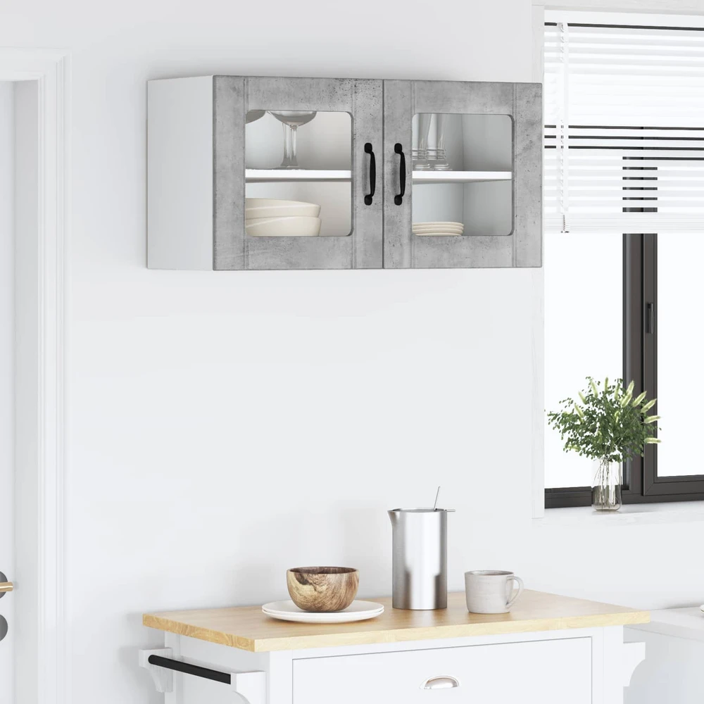 Sieninis stiklinis kabinetas PORTO Betono pilka 80 x 31 x 40 cm