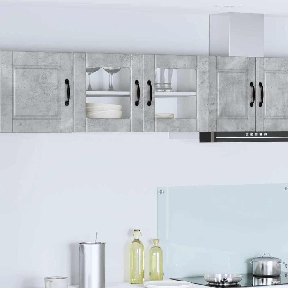 Sieninis stiklinis kabinetas PORTO Betono pilka 80 x 31 x 40 cm