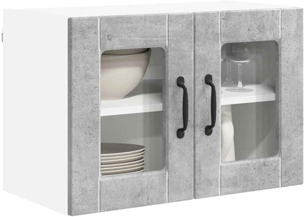 Sieninis stiklinis kabinetas PORTO Betono pilka 60 x 31 x 40 cm
