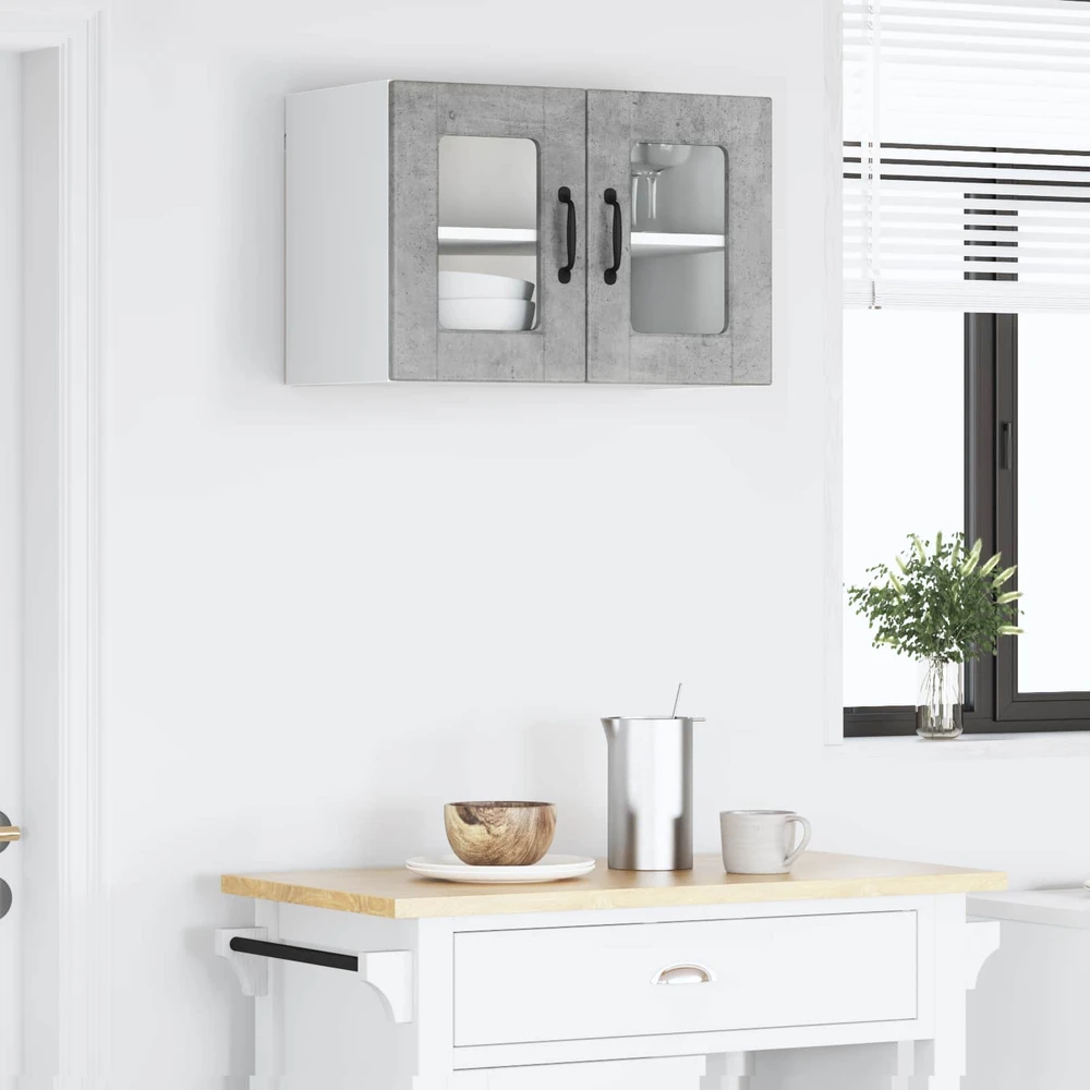 Sieninis stiklinis kabinetas PORTO Betono pilka 60 x 31 x 40 cm