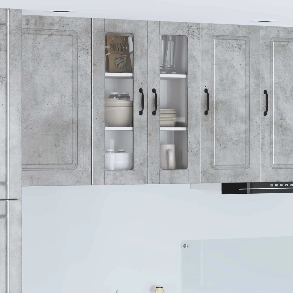 Sieninis stiklinis kabinetas PORTO Betono pilka 60 x 31 x 80 cm
