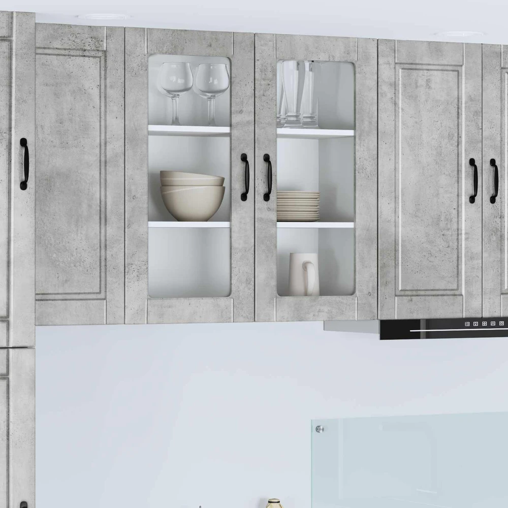 Sieninis stiklinis kabinetas PORTO Betono pilka 80 x 31 x 80 cm