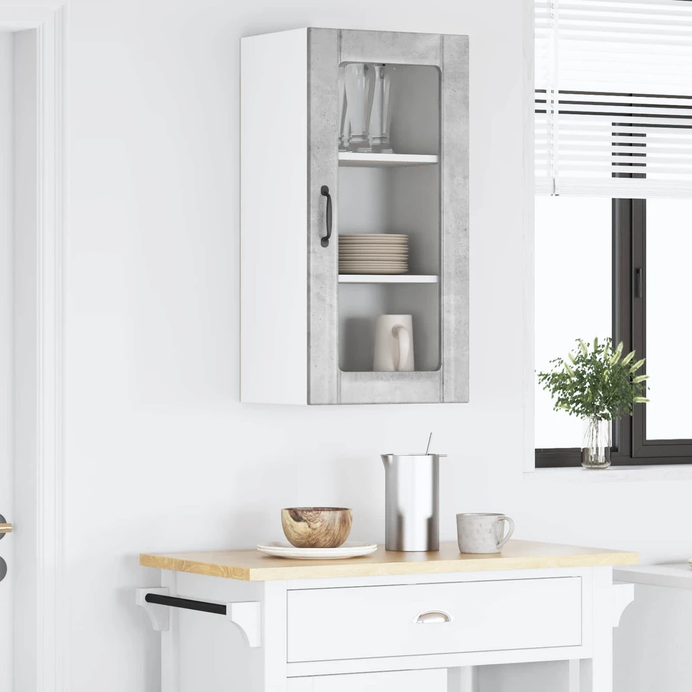 Sieninis stiklinis kabinetas PORTO Betono pilka 40 x 31 x 80 cm
