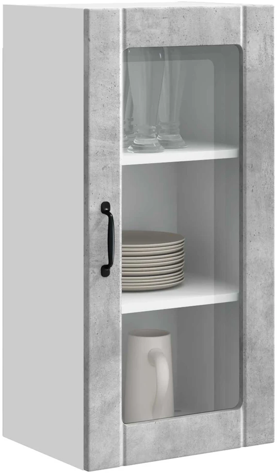 Sieninis stiklinis kabinetas PORTO Betono pilka 40 x 31 x 80 cm