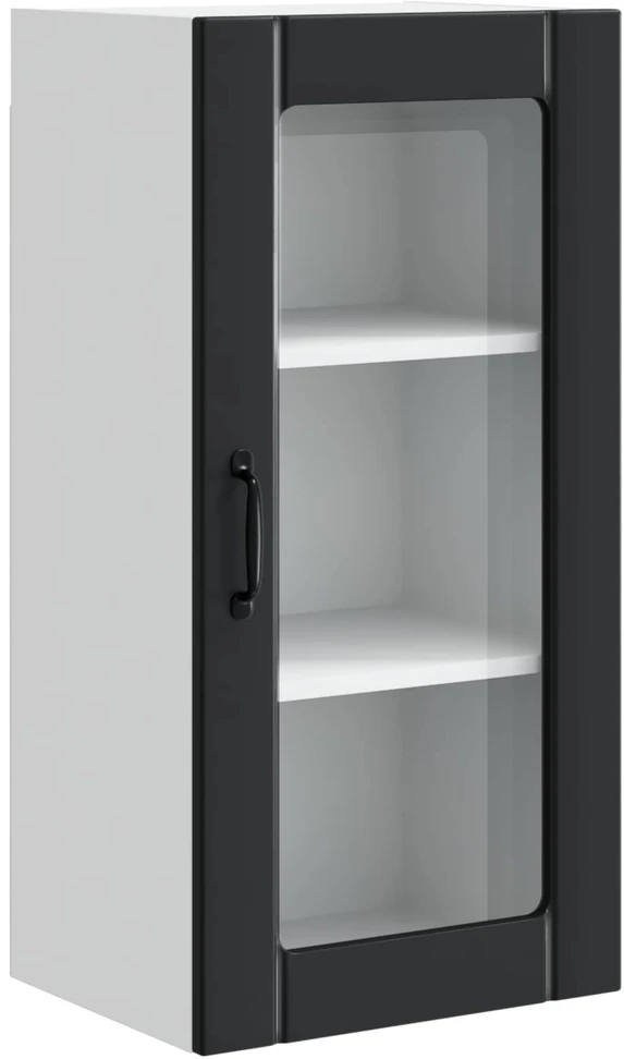 Sieninis stiklinis kabinetas PORTO Juoda 40 x 31 x 80 cm