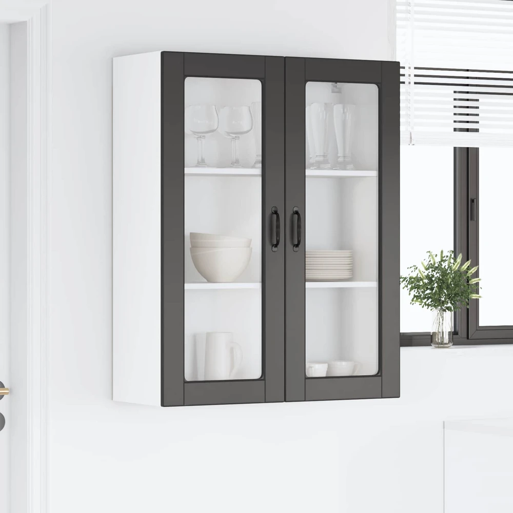 Sieninis stiklinis kabinetas PORTO Juoda 80 x 31 x 100 cm