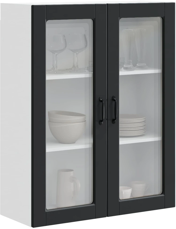 Sieninis stiklinis kabinetas PORTO Juoda 80 x 31 x 100 cm