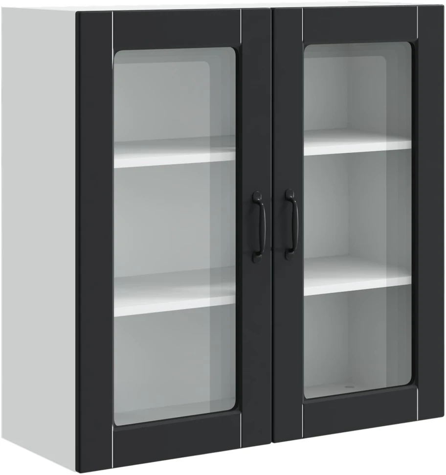 Sieninis stiklinis kabinetas PORTO Juoda 80 x 31 x 80 cm