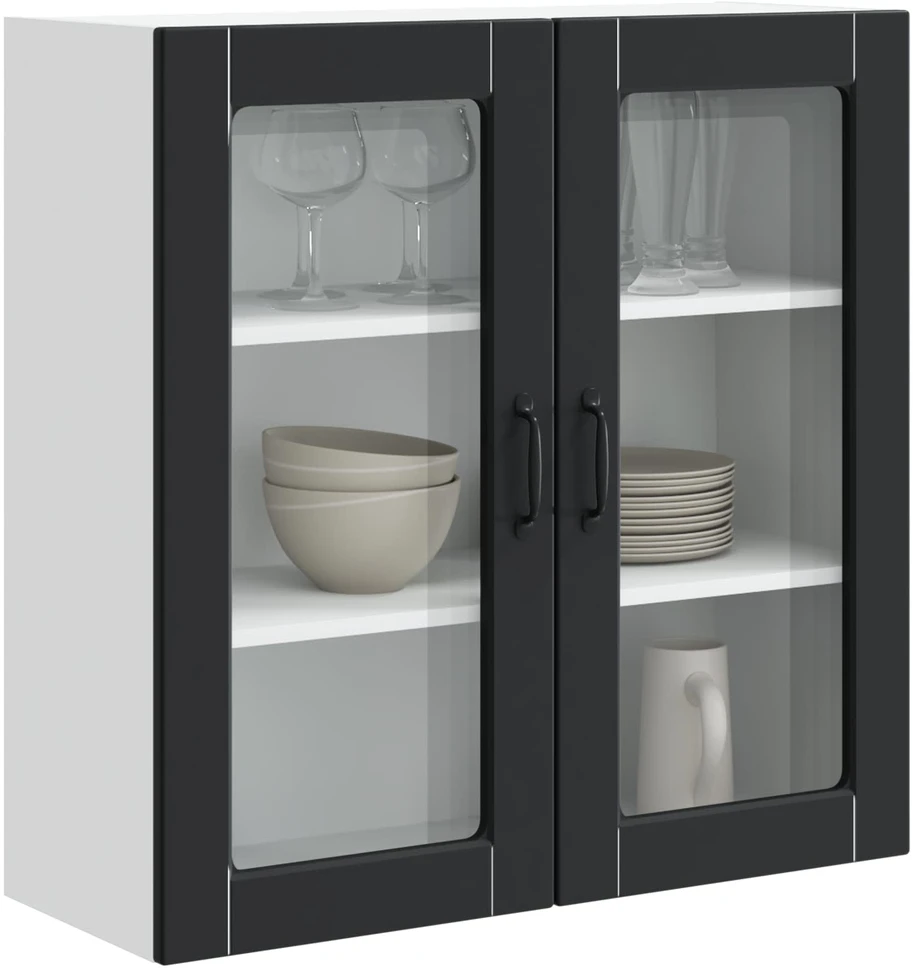 Sieninis stiklinis kabinetas PORTO Juoda 80 x 31 x 80 cm