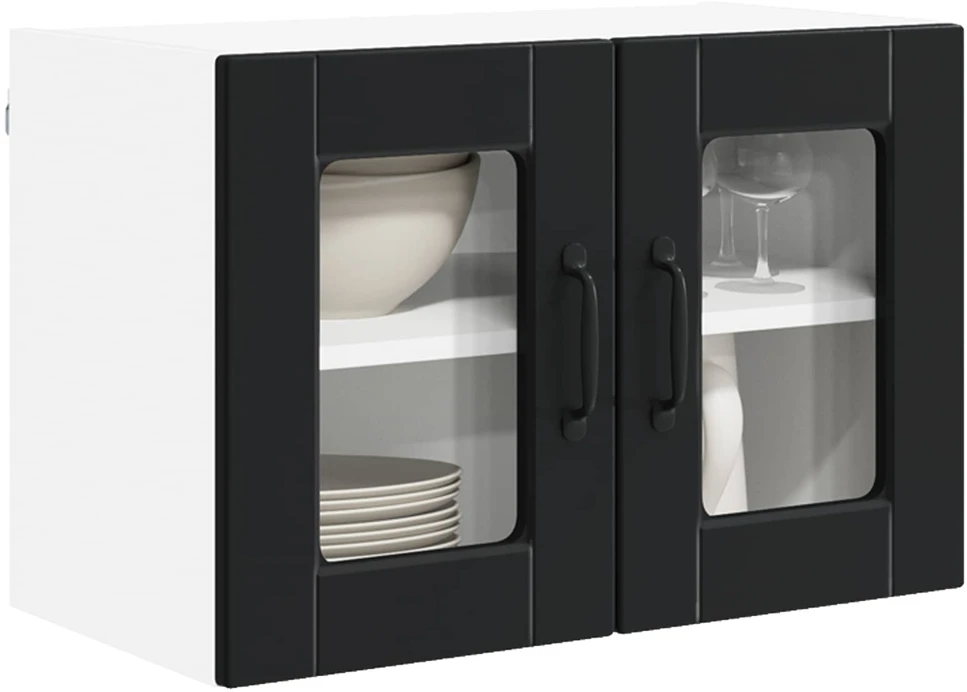 Sieninis stiklinis kabinetas PORTO Juoda 60 x 31 x 40 cm