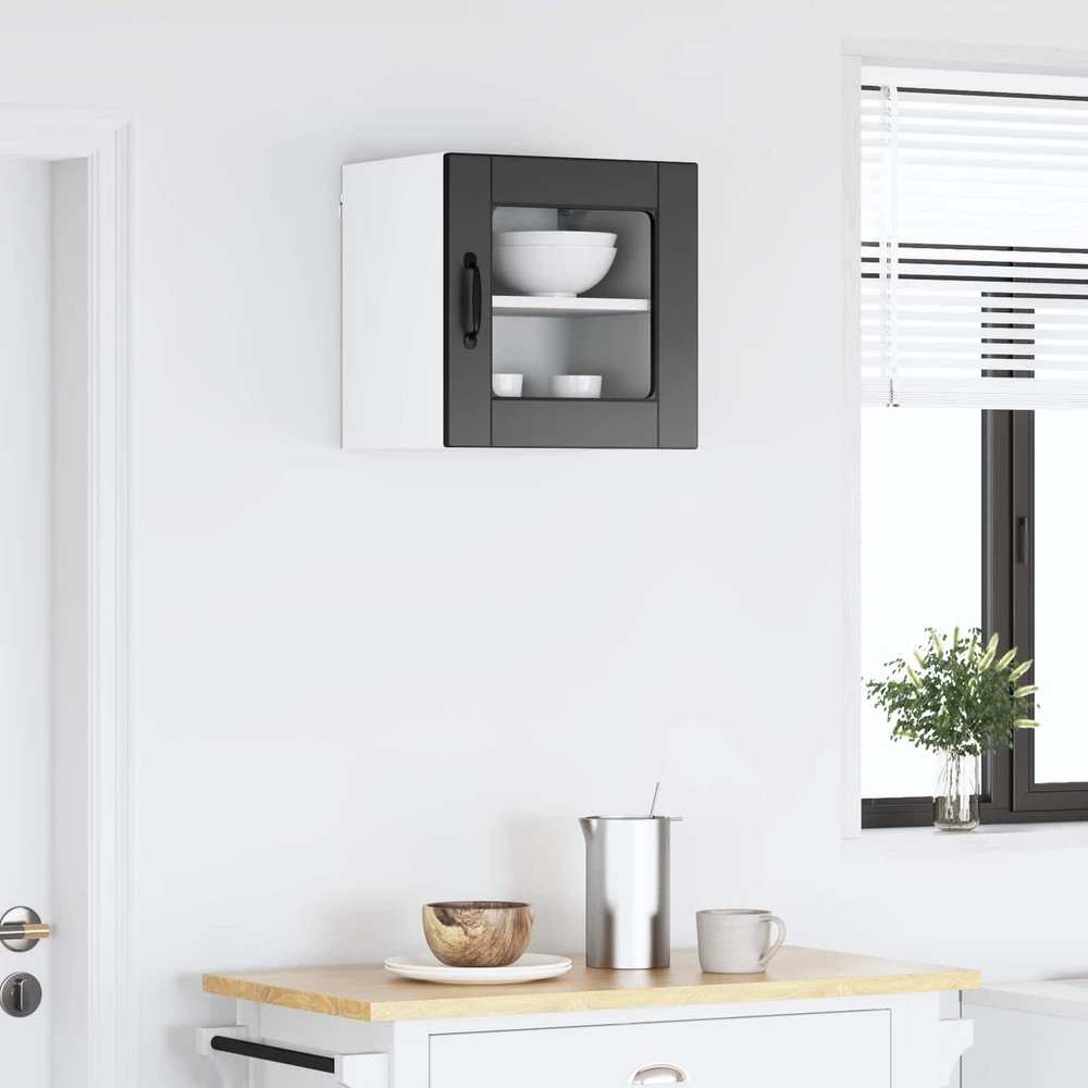Sieninis stiklinis kabinetas PORTO Juoda 40 x 31 x 40 cm